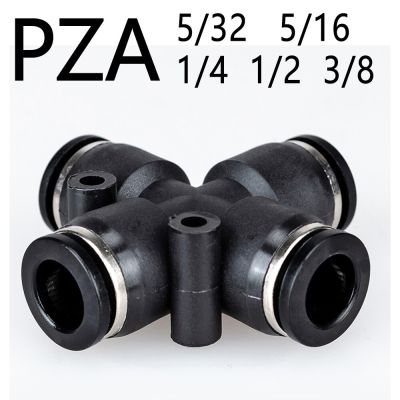 British pneumatic quick connector PU air pipe 5/32 1/4 5/16 3/8 1/2 inch hose connector PZA four-way Pipe Fittings Accessories