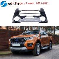 (Ssklo) ฝาครอบแผงควบคุมศูนย์คาร์บอนไฟเบอร์สำหรับ Ford Ranger 15-21