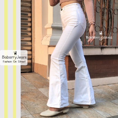 [พร้อมส่ง] BabarryJeans กางเกงยีนส์ ขาม้า เอวสูง วินเทจ รุ่นคลาสสิค (ORIGINAL) สีขาว