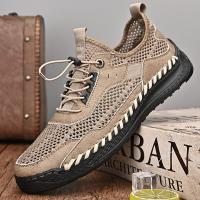 Handmade No Glue Casual Shoes for Men Mesh Summer Soft Sole Slip-Ons for Walking Hiking Shoes Men Comfortable Male Loafer