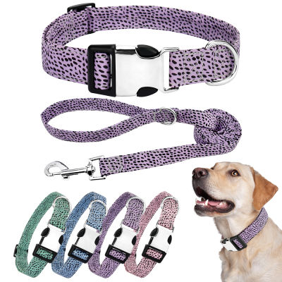 Dog Collar and Leash Set, Soft Adjustable Dog Collar with Safety Buckle, Collar for Small Medium Large Dogs and Cats 4 Size