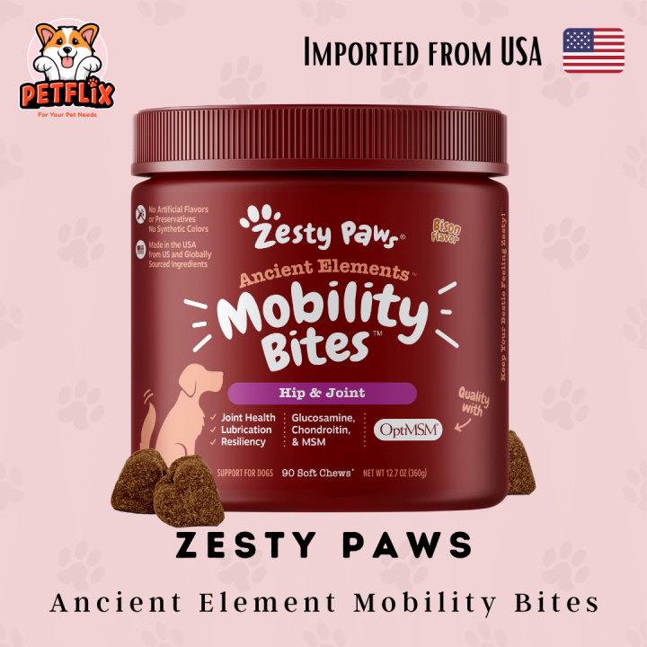 Zesty Paws Ancient Elements Mobility Bites for Dogs Hip and Joint with