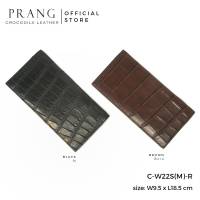 Prang Crocodile Leather Long Bi-fold Wallet กระเป๋าสตางค์ สองพับยาว หนังจระเข้ C-W22S(M)-R