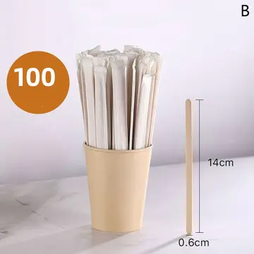 100pcs Natural Wooden tea Coffee Stirrers Cafe Supplies Disposable  individual package stir sticks Kitchen Bar Supplies