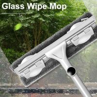 【TIMIN Home Tools】 เครื่องมือทำความสะอาดกระจกสองด้าน Telescopic Rod Window Cleaner Mop Squeegee Wiper Long Handle Rotating Head Brush