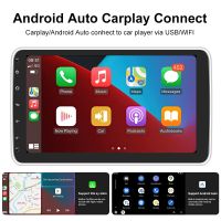 Podofo หน้าจอ Android หมุนได้10นิ้ววิทยุติดรถยนต์1Din Android ใช้กับ Carplay Autoradio เครื่องเล่นมัลติมีเดีย BT อุปกรณ์ค้นหาตำแหน่งติดตั้งในรถยนต์