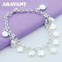 925 Silver Chains Charm Round Bead Bracelets Female Fashion Accessories