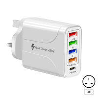 TONHA 48W Quick Charger 3.0 Fast Charge 4 Port USB Wall Plug 3.1A Digital แสดงผล Fast Charger Adapter Uk/eu/us Plug Wall Charger Wall Adapter For Huawei Samsung Vivo Oppo Xiaomi iPhone Honor Realme OnePlus