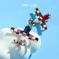 Her Lab Jewelry | เข็มกลัดโลหะผสมสีทองสำหรับเครื่องบินเข็มกลัดเคลือบสีแดงสีน้ำเงินชุดเข็มกลัดรูปเครื่องบินเครื่องบิน