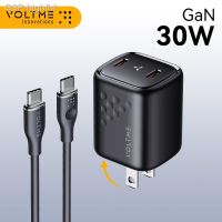 Hjghfhf VOLTME GaN 30W เครื่องชาร์จ USB ตัวชาร์จไฟสำหรับ iPhone 15 14 Type C ชาร์จเร็ว iPad S21