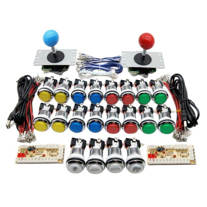 2 Players Joystick Controller Diy Kit Classic Arcade Buttons Zero Delay