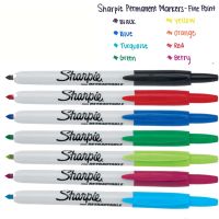 12pcs Sharpie Retractable Permanent Marker Oil Ultra Fine Point 0.5mm 1mm Colored Paint Pen Painting on Plastic Metal Wood CD Highlighters Markers