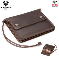 ZZOOI Crazy Horse Leather Zipper Change Bag Mens Top Layer Cowhide Small Wallet Genuine Leather Mens Wallet Zero Wallet