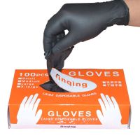 100 pcs/Box Disposable Latex Gloves Black Waterproof Oil-Proof Protective Gloves House Industrial Use Protective Gloves