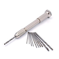 HH-DDPJMini Aluminum Hand Drill With Keyless Chuck10pcs 0.8mm-3.0mm Hss High Speed Steel Twist Drill Bit Sets Woodworking Tools