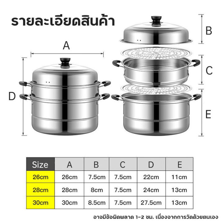 หม้อ-หม้อนึ่ง-3ชั้น-28cm-หม้อนึ่งสแตนเลส-ซึ้งนึ่ง-ซึ้งนึ่งอาหาร-สแตนเลส304-หม้อซึ้งนึ่ง-ใช้กับเตาไฟฟ้าได้-ความจุเยอะ-หุง-อุ่น-ตุ๋น-ต้ม-นึ่ง-ใช้สะดวก-สินค้าพร้อมส่ง-มีเก็บเงินปลายทาง