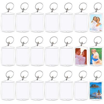 【CW】❄  20 Pcs Photo Frame KeyringsPicture Snap-in KeychainsCustom Personalized Insert Blank Keyring