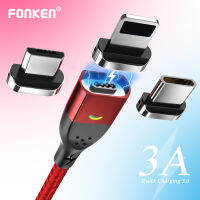 FONKEN 3A สาย USB C 4Pin แม่เหล็ก Fast CHARGING Data Transfer สำหรับ iPhone USB Charger แม่เหล็กประเภท C สายชาร์จสาย USB-JHU STORE