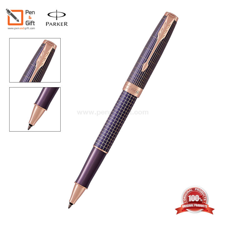 parker-sonnet-prestige-chiselled-purple-matrix-rollerball-pen-ปากกาโรลเลอร์บอล-ซอนเน็ต-เพรสทิจ-ชิเซิล-เพอร์เพิล-แมททริกซ์-ม่วงคลิปทอง-ของแท้100-พร้อมกล่องและใบรับประกัน