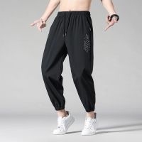 Ice silk pants mens summer thin loose quick-drying beam foot 9 points tooling sweatpants summer leisure long trousers