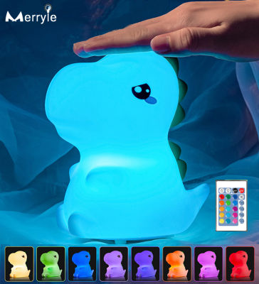 2021RGB Color Touch Sensor Baby Night Lights Hartron Dinosaur Silicone Child Night Lamp USB Rechargeable Remote Control Bedroom Lamp