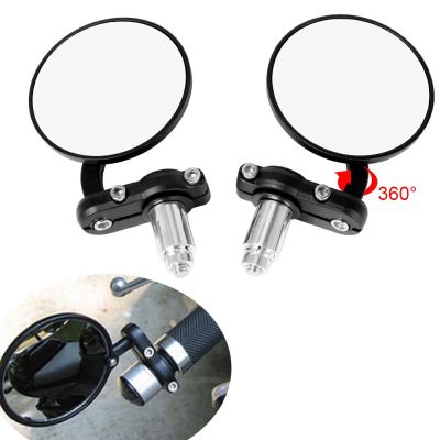 22mm Universal 360° Adjustable Motorcycle Bicycle Bar End Mirror Black Aluminium Rearview Mirror Moto Mirrors Mirrors