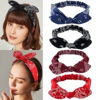 【YF】 Boho Bow Headbands for Women Vintage Paisley Bandana Flower Printed Hairband Elastic Rabbit ear Head Wrap Cute Hair Accessories