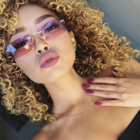 90s Luxury Brand Rectangle Ladies Sunglasses Women 2020 Rimless Square Purple Pink Sun Glasses Men Retro Yellow Gradient Glasses Cycling Sunglasses