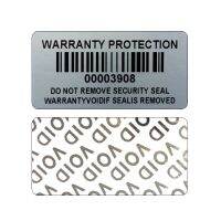 ✸☇♈ Bar code warranty void stickers Dumb silver PET security labels with serial number waterproof tamper proof seal label(4x2cm)