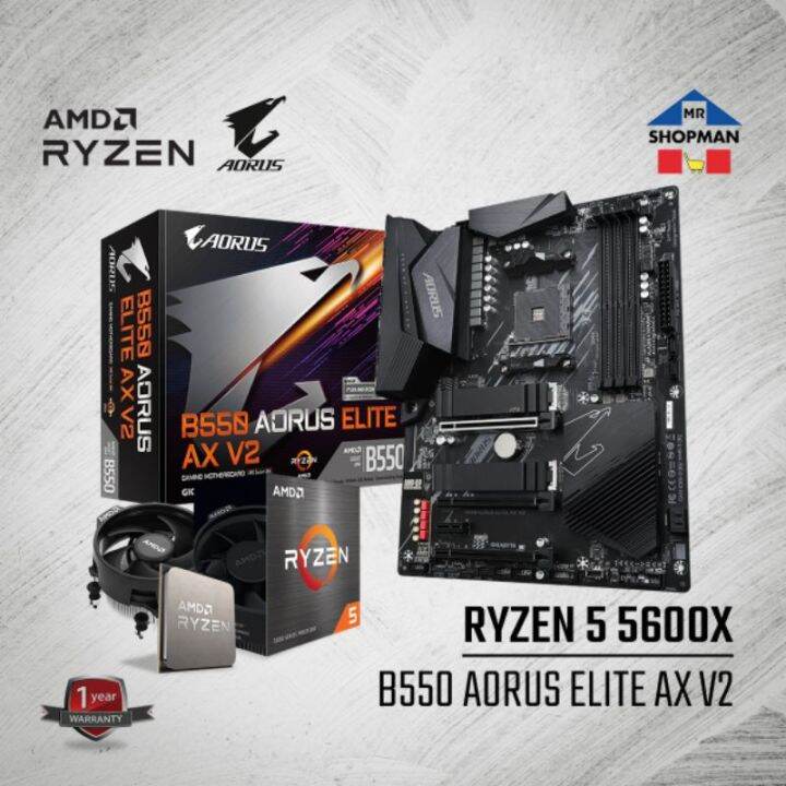 Amd Ryzen 5 5600x Processor W Gigabyte B550 Aorus Elite Ax V2