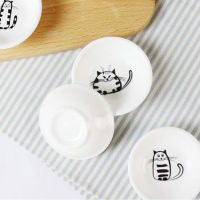 Creative Cute Cat Small Saucer Shape Mini Plate Ceramics Cartoon Dish Creative Snack Plates Salad Dinner Tray Sauce Dishes Set