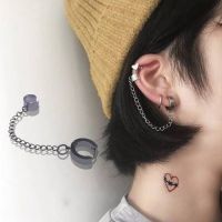 Women Punk Hip Pop Earrings Clip Tassel Chain Ear Bone Fake Piercing Ear Cuff Earrings Cool Jewelry Fashion