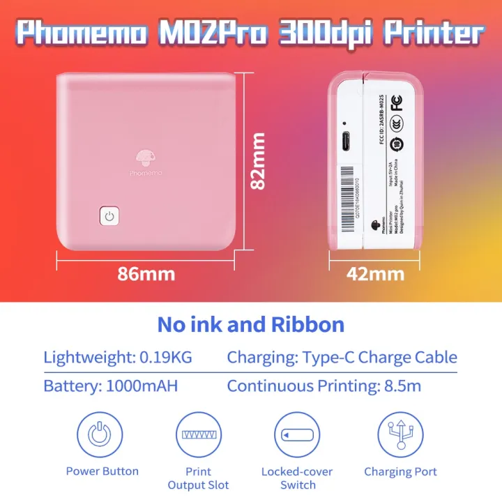 thermische-เครื่องพิมพ์ฉลาก-phomemo-m02-pro-300dpi-ผู้ผลิตภาพสติกเกอร์สีขาวและความร้อนฉลากตั๋วพิมพ์ลาย