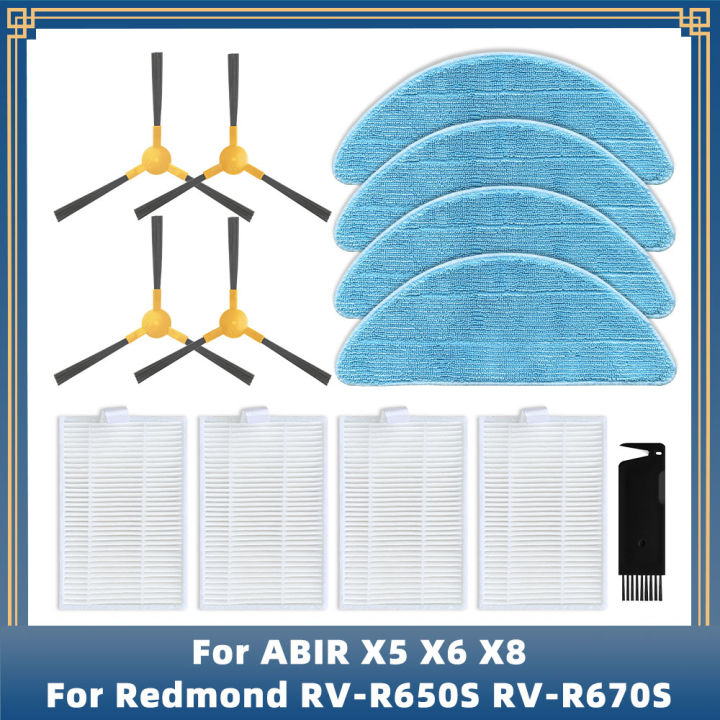 สำหรับเรดมอนด์-rv-r650s-rv-r670s-abir-x5-x6-x8-genio-navi-อุปกรณ์อะไหล่แปรงด้านข้าง-hepa-กรองซับผ้า