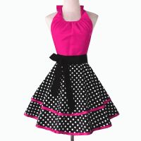 New Sexy Household Cleaning Antifouling Female Adult Apron Lace Halter Polka Dot 2-Layer Bib Aprons