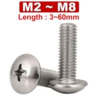 M2M2.5M3M4M5M6M8 Cross Big Flat Head Screw Machine Screw Mushroom Head Umbrella Head Pan Head Machine Wire 304 Stainless Steel Nails Screws  Fasteners