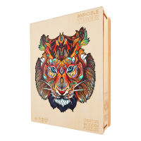 Unique Wooden Puzzle Tiger Jigsaw Puzzle Wooden Board Table Puzzle Games For Kids Adults DIY Interactive Educational Toys Gifts