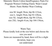 WCM005Mila Maternity Short Pants Cotton linenPregnancy Pants For Casual Shorts Pant Mother Wear Clothing