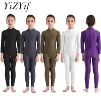 Gymnastics Leotard For Girls Ballet Leotards Dancewear Bodysuits Long Sleeves Zippered Jumpsuit Unitard Ballet Dance Clothes