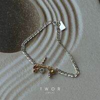 TWOR/Original niche design American golden Linlang pendant lace silver bracelet simple stacking bracelet