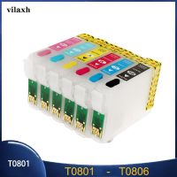 Vilaxh T0801-เติมหมึก T0806สำหรับ Stylus Photo Epson R265 R360 R285 RX585 RX685 P50 PX700W PX710W PX800FW เครื่องพิมพ์ PX50