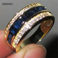 Sapphire Full Diamond 18K Gold Rings For Women Bague Or Jaune Bizuteria For Jewelry Anillos Men Gemstone Anel Jewelry Gold Rings