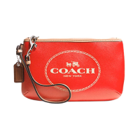 กระเป๋าคล้องมือ COACH แท้ หนังแท้ ลายรถม้า Coach มีสายคล้องมือและป้ายหนังแท้ ทรงสวย ขนาดกลาง ใส่โทรศัพท์ได้ COACH 51788 Horse and Carriage Leather Medium Wristlet