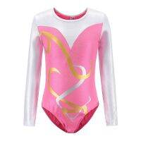 AISPOR5-12Y Gymnastics Dancesuit Girls Long Sleeve Dance Leotards Child Striped Costumes Leotards Kids Ballet suits Practice Pro