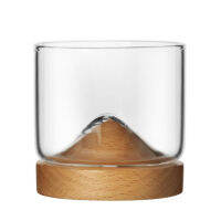 Whiskey Glass Small Glass Japanese Style Mountain Wooden Bottom Wine Glass tight texture beautiful waterproof easy to clean