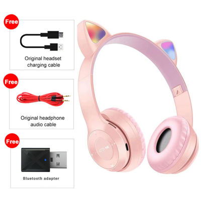 New 3D HIFI Cute Cat Ears Bluetooth Wireless Headphone HIFI Stereo Music Game Headset Support Wired FM SD Card With Microphone