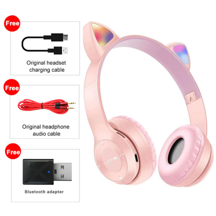 new-3d-hifi-cute-cat-ears-bluetooth-wireless-headphone-hifi-stereo-music-game-headset-support-wired-fm-sd-card-with-microphone