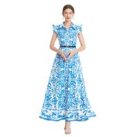 Women New Dress Real Shot  Flower Print  Maxi Dress   A- Line Dress