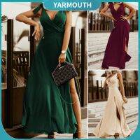 COD DSTGRTYTRUYUY YYR-Sleeveless Dress Breathable Large Hem Polyester Stylish Women Summer Split Long Dress for Streetwear