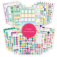 【hot】¤  12sheets Precut Decoration Stationery Diary Sticker Planner Day Label Weekly Monthly Tabs Study Plan
